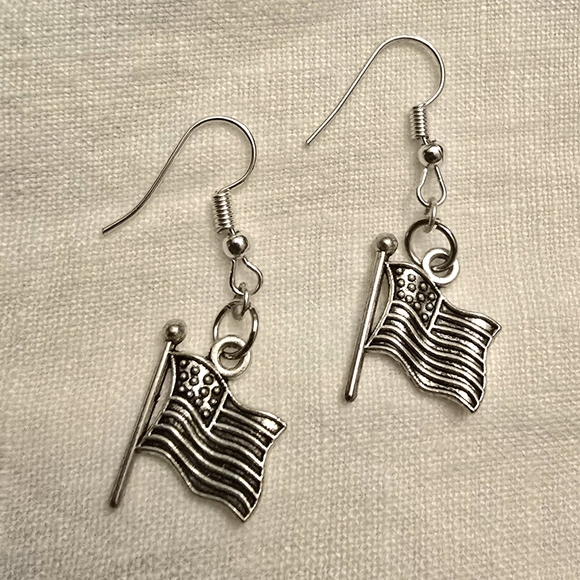 Accessories - Silver Flag Dangle Earrings